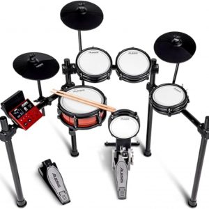 Alesis Nitro Pro Electric Drum Set with Dual-Zone Quiet Mesh Pads, 500+ Authentic BFD Sounds, Bluetooth, Drumeo, USB MIDI, Double Kick Compatible