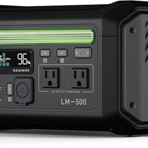 Segway Lumina 500 Portable Power Station with LiFePO4 Battery, 512Wh 9-Port PowerHouse, 600W AC Output Solar Outdoor Generator (Solar Panel Optional),100W USB-C PD Output
