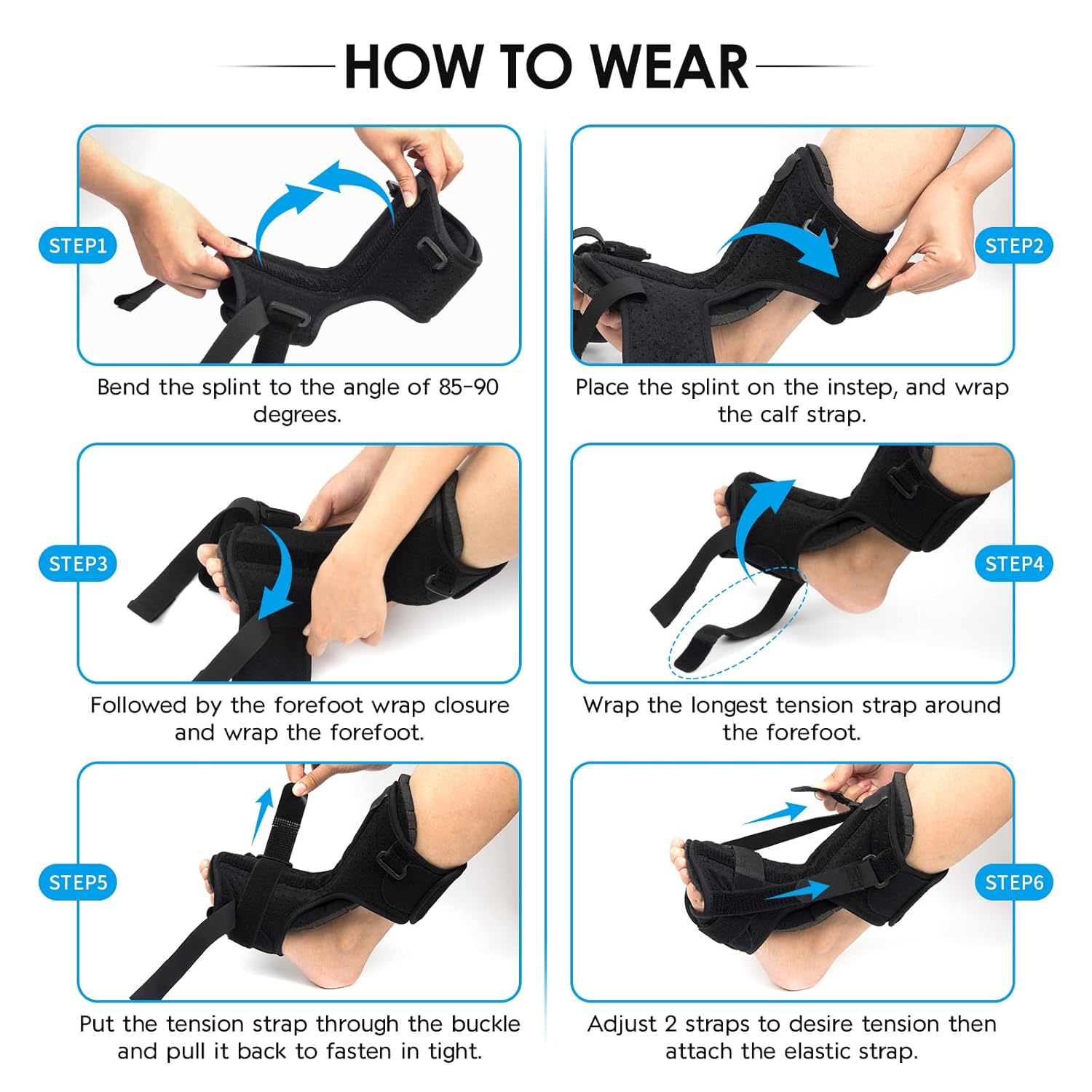 Plantar Fasciitis Brace Night Splint with Soft Memory Foam Pad: 2 Packs Upgraded For Achilles Tendonitis Relief Foot Drop Heel Arch Ankle Pain Support for Women Men