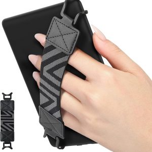 MoKo Security Hand-Strap for 6-8" Kindle eReaders Fire Tablet, Kindle/Kobo/Voyaga/Lenovo/Sony E-Book Tablet, High-Elasticity Versatile Hand Strap Lightweight Finger Grip Holder, Black