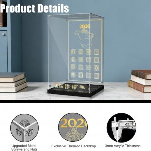 Vitrina acrílica para Lego 43020 FIFA World Cup Trophy Building Set, caja a prueba de polvo con iluminación LED y estructura de tornillo de metal (solo funda, modelo no incluido)