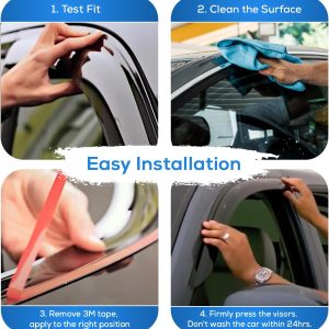 IG Window Visors Fit for 2003-2008 Toyota Matrix, Out-Channel Rain Guards Vent Wind Deflectors 4PC, Car Accessories for 2003-2008 Pontiac Vibe