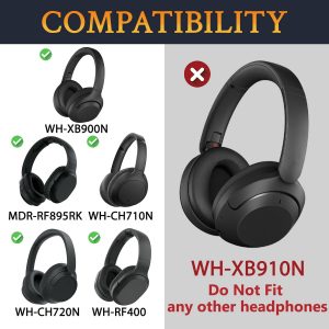 SOULWIT Cooling Gel Replacement Earpads for Sony WH-XB900N/WH-CH710N/WH-CH720N/WH-RF400/MDR-RF895RK Headphones, Ear Pads Cushions with High Density Foam - Black