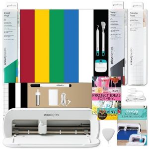 Cricut Joy Xtra Cutting Machine with Rainbow Smart Vinyl Sampler Packs and Tools Bundle - Beginner Portable Bluetooth Compatible Craft Machine