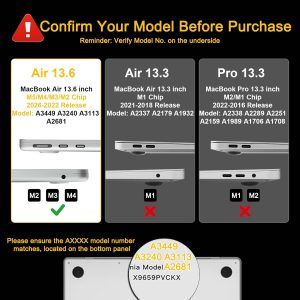 B BELK Compatible con MacBook Air de 13 pulgadas Funda 2025 2024 2023 2022 M4 M3 M2 A3240 A3113 A2681, [100% Coincide con Color Oficial] [Armadura Delgada] Carcasa Rígida de Plástico para MacBook Air