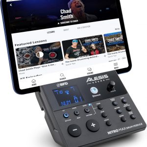 Alesis Nitro Max Kit - Juego de batería eléctrica con almohadillas de malla silenciosas, caja de doble zona de 10 pulgadas, Bluetooth, más de 440 sonidos auténticos, Drumeo, USB MIDI, pedal de patada