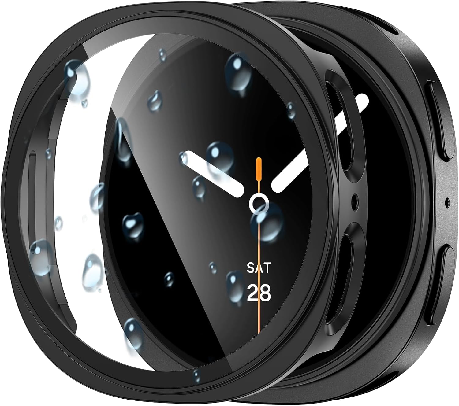 Goton Funda impermeable para Samsung Galaxy Watch 8 Protector de pantalla de 1.732 in con vidrio templado, 1 paquete de cubierta rígida de policarbonato para Galaxy Watch8, sin niebla, sensible al tacto