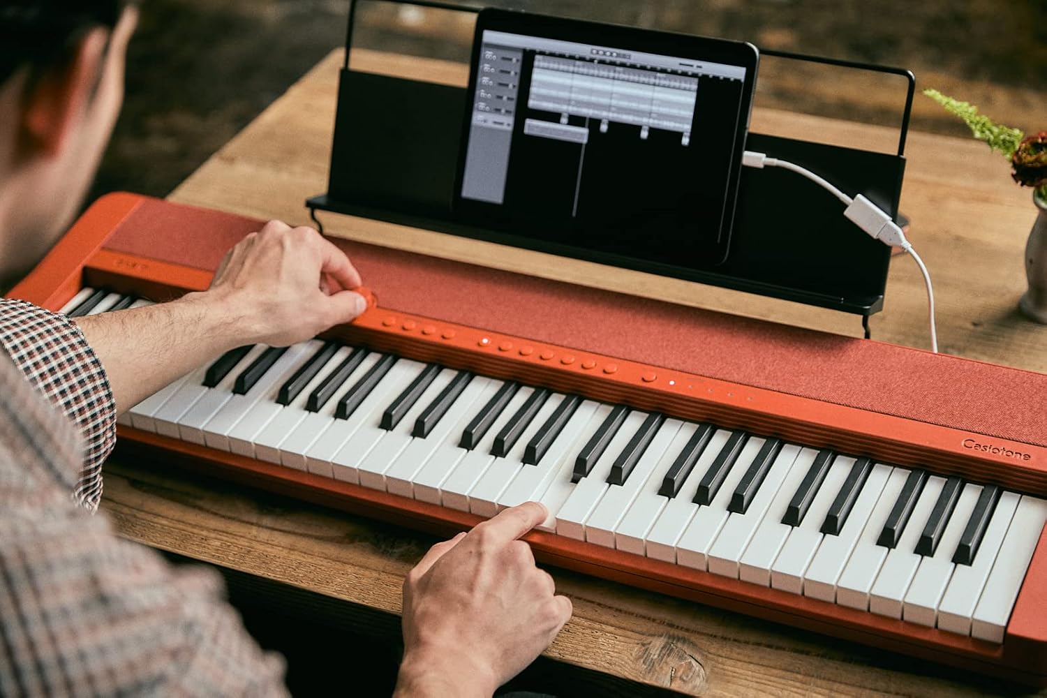 Casio Casiotone CT-S1 – 61-Key Touch-Sensitive Retro Keyboard | Sleek, Portable Design for Beginners to Pros | Stereo Grand Piano + 60 AiX Tones | USB-MIDI Connectivity | Red