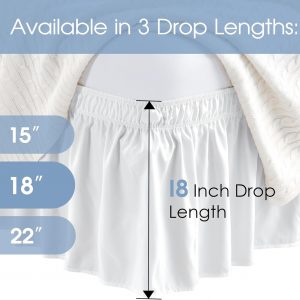 FreshCulture Full Bed Skirt, Elastic Wrap Around Bed Skirt Full Bed, Easy Fit with 18-Inch Tailored Drop, Hotel Quality Dust Ruffle for Full Size Bed, Bed Skirt Full Size (White)