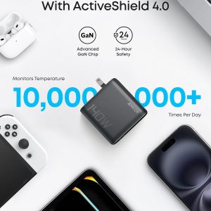 Anker Laptop Charger,140W Max 4-Port GaN USB C Charger Block with Smart Display,Fast Charger USB C Power Adapter,Touch Controls for MacBook,iPad,iPhone 17/16 Series (Include 5FT Cable,Non-Battery)