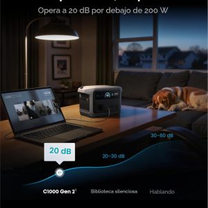 Anker SOLIX C1000 Gen 2 Estación de energía portátil, generador solar de 2,000 W (pico 3,000 W), carga completa en 49 minutos, batería LiFePO4 de 1,024 Wh para respaldo del hogar, cortes de energía y campamento (panel solar opcional)