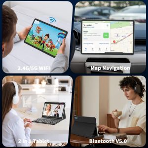 2026 Android tablet 10 inch, Android 15 Tablet with Keyboard, 24GB+256GB+2TB Expand, 2 in 1 Tablets with Gemini AI, 8-Core, 8000mAh, Widevine L1, GMS, Tablets PC with Case, Mouse, Stylus (Black Case)