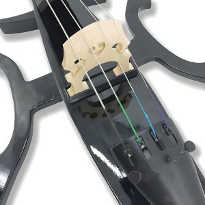 Herrajes eléctricos para violonchelo 4/4 de tamaño completo con bolsa de violonchelo ligera, auriculares, arco, puente, colofonia, violonchelo para adultos principiantes (negro metálico
