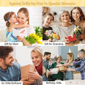 Gifts for Women Jewelry Sets, 4 Pieces Rose Gold Women's Watch Necklace Earring Bracelet Birthday Gifts for Women's Jewelry Sets for Women Gift for Wife Girlfriend Her Birthday Gift for Mom Mother