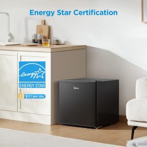 Midea WHS-65LB1 - Refrigerador compacto de una sola puerta reversible, 1.6 pies cúbicos (0.045 metros cúbicos), negro