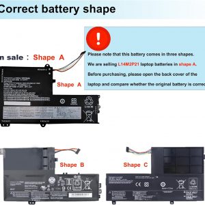 L14M2P21 Laptop Battery Replacement for Lenovo IdeaPad 330S-14AST 330S-14IKB 330S-15ARR 330S-15AST 330S-15IKB Series L14L2P21 5B10Q39203 5B10Q39204 5B10Q39206 5B10W67199 7.4V 30Wh 4050mAh