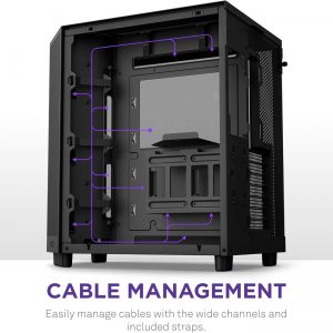 NZXT H6 Flow | CC-H61FB-01 | Compact Dual-Chamber Mid-Tower Airflow Case | Panoramic Glass Panels | High-Performance Airflow Panels | Includes 3 x 120mm Fans | Cable Management | Black
