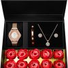 Gifts for Women Jewelry Sets, 4 Pieces Rose Gold Women's Watch Necklace Earring Bracelet Birthday Gifts for Women's Jewelry Sets for Women Gift for Wife Girlfriend Her Birthday Gift for Mom Mother