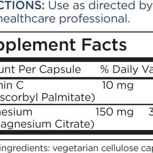 Metabolic Maintenance Magnesium Citrate Capsules - Magnesium Supplement for Calm, Sleep, Muscle & GI Support - with Vitamin C (240 Capsules)