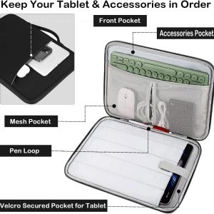 CAAORDKSO Funda para tablet de 9 a 11 pulgadas para iPad A16 de 11 pulgadas, iPad Air/Pro de 10.5 pulgadas y 11 pulgadas, iPad de 9.7 pulgadas, 10.2 pulgadas, 10.9 pulgadas, Samsung Galaxy Tab A9+ Plus 11"/S8/S9, Amazon Fire HD 10 bolsa para tableta, color negro