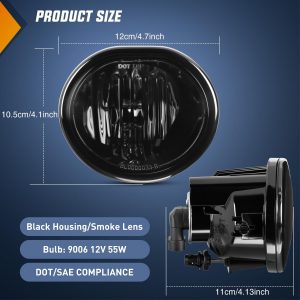 Nilight Fog Lights Assembly Compatible with 2003 2004 2005 2006 2007 2008 Toyota Matrix 2003-2008 Pontiac Vibe 2004-2010 Scion TC Smoke Lens w/9006 12V 55W Bulbs