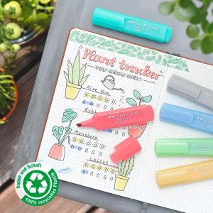 Faber-Castell Juego de resaltadores pastel - 8 rotuladores con punta de cincel en varios colores pastel