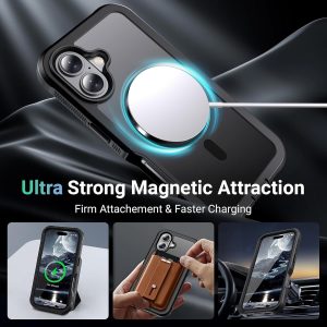 Magnetic for iPhone 17 Case, [Compatible with MagSafe][Military Grade Drop Protection][Heavy Duty Protection][Non-Slip][Shockproof] 2-Layer Durable Bumper Phone Case 6.3''-Black