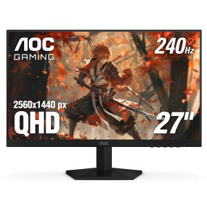 AOC Gaming Q27G41ZE - Monitor de juegos de 27 pulgadas QHD IPS 2560x1440, 240Hz 0.3ms MPRT, sin marco en 3 lados, 1x HDMI 2.0, 1x Display Port, compatible con G-Sync, HDR, 3 años sin punto brillante