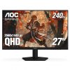 AOC Gaming Q27G41ZE - Monitor de juegos de 27 pulgadas QHD IPS 2560x1440, 240Hz 0.3ms MPRT, sin marco en 3 lados, 1x HDMI 2.0, 1x Display Port, compatible con G-Sync, HDR, 3 años sin punto brillante