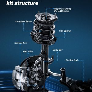 Struts Kit de suspensión de choque para Honda Civic 1996 1997 1998 1999 2000 Amortiguador delantero Amortiguador trasero Rótula articulación de rótula Brazo de control de extremo y articulación
