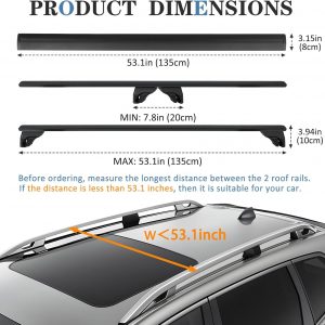FelicValo 53” All-Metal 330lbs Roof Rack Cross Bars Universal Fit Raised Side Rails, Heavy Duty Aluminum Crossbars for Cargo Carrier Kayak