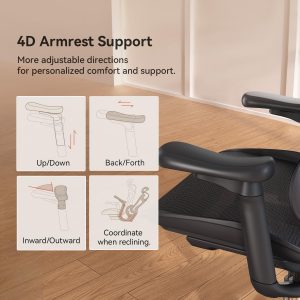 SIHOO Doro C300 Ergonomic Office Chair with Ultra Soft 3D Armrests, Dynamic Lumbar Support for Home Office Chair, Adjustable Backrest Desk Chair, Swivel Big and Tall Computer Chair Black