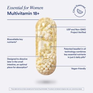 Ritual Women’s 18+ Daily Multivitamin - Key Essential Vitamins and Minerals to Support Energy, Heart, Bone, Brain Health* - Clinical Backed - Vegan - USP Verified - Citrus - 60 Capsules - 30 Servings