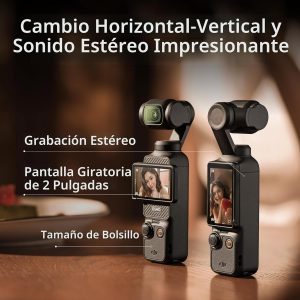 DJI Osmo Pocket 3 Creator Combo, cámaras de vlogging con CMOS de 1 pulgada, cámara de vlog 4K/120fps, estabilización de 3 ejes, seguimiento de rostro/objeto, micrófono incluido para sonido claro