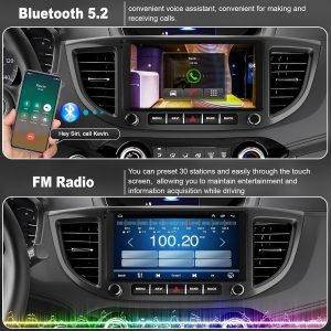 4G+64G Car Radio for Honda CRV 2012 2013 2014 2015 2016, 9 Inch IPS Touch Screen CRV Stereo with Carplay&Android Auto,Blutooth& GPS Navigation, Back-up Camera&FM Radio
