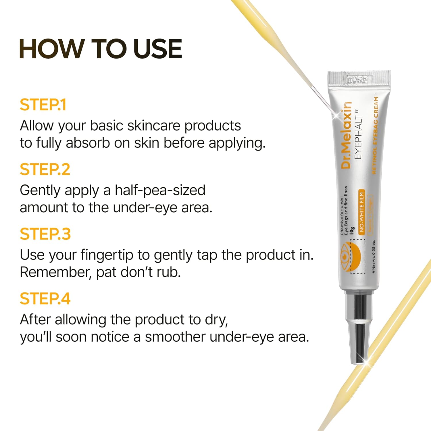 Dr.Melaxin Crema de ojos de retinol para hinchazón, ojeras y líneas finas, arrugas, EGF Anti-envejecimiento debajo de los ojos hidratante con niacinamida y ceramida Cuidado de la piel coreano amigable con el maquillaje