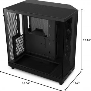 NZXT H6 Flow | CC-H61FB-01 | Compact Dual-Chamber Mid-Tower Airflow Case | Panoramic Glass Panels | High-Performance Airflow Panels | Includes 3 x 120mm Fans | Cable Management | Black