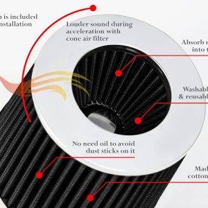 Rtunes Racing Kit de admisión de aire frío + filtro combinado negro compatible con Honda Civic Si 2.0L I4 06-11