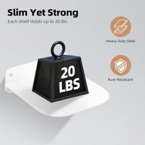 STORAGE MANIAC Floating Book Shelves for Wall Mounted Invisible Floating Bookshelves Heavy-Duty Steel Hidden Bookshelf Hanging Bookshelves for Bedroom Living Room Office, White 4-Pack