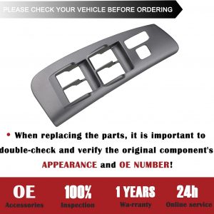 TQPONLY Door Window Switch Bezel Front Driver Side Compatible with 2003-2008 Toyota Matrix Pontiac Vibe Accessories Replaces 74232-01030 (Gray)