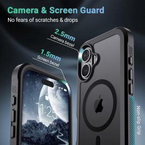 Magnetic for iPhone 17 Case, [Compatible with MagSafe][Military Grade Drop Protection][Heavy Duty Protection][Non-Slip][Shockproof] 2-Layer Durable Bumper Phone Case 6.3''-Black