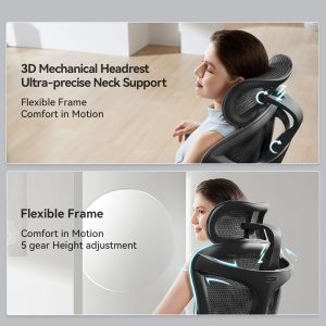 SIHOO Doro C300 Pro - Silla ergonómica de oficina con apoyabrazos ultrasuaves de 6D, soporte lumbar dinámico, ajuste de profundidad del asiento, respaldo ajustable, silla de escritorio grande y alta