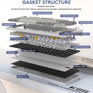 ATTACK SHARK Teclado mecánico RK86 RGB 75% con junta inalámbrica, triple modo Bluetooth5.0/2.4G/USB-C 82 teclas, teclado para juegos intercambiable en caliente, batería de 4000 mAh con perilla y pantalla OLED HD de 1.2 pulgadas, interruptores lineales