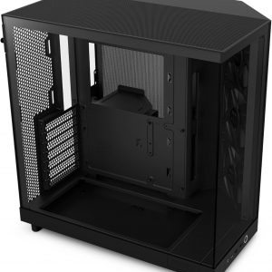 NZXT H6 Flow | CC-H61FB-01 | Compact Dual-Chamber Mid-Tower Airflow Case | Panoramic Glass Panels | High-Performance Airflow Panels | Includes 3 x 120mm Fans | Cable Management | Black
