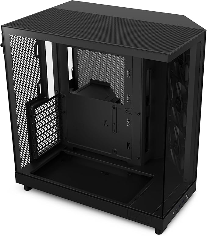 NZXT H6 Flow | CC-H61FB-01 | Compact Dual-Chamber Mid-Tower Airflow Case | Panoramic Glass Panels | High-Performance Airflow Panels | Includes 3 x 120mm Fans | Cable Management | Black