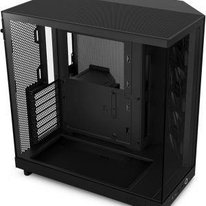 NZXT H6 Flow | CC-H61FB-01 | Compact Dual-Chamber Mid-Tower Airflow Case | Panoramic Glass Panels | High-Performance Airflow Panels | Includes 3 x 120mm Fans | Cable Management | Black