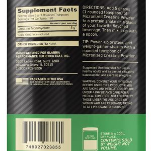 Optimum Nutrition Creatina Micronizada Monohidrato en Polvo, Sin Sabor, 120 Porciones, 600 Gramos (El Embalaje Puede Variar)