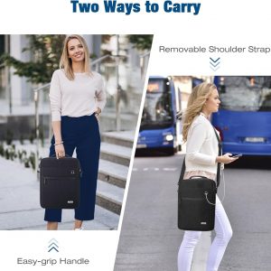 MoKo Bolsa para tablet de 9 a 11 pulgadas, funda protectora de transporte de 360° para iPad Air 5/4th 10.9, iPad Pro de 11 pulgadas, iPad 9/8/7th 10.2, iPad de 10.9 de 10.9, con múltiples bolsillos, correa para el hombro y puerto para auriculares, color negro