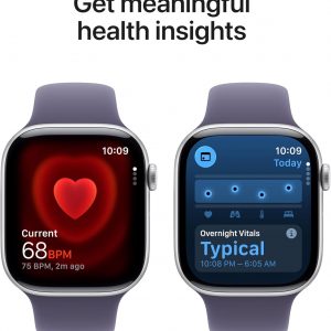 Apple Watch Series 11 [GPS 46mm] Smartwatch with Silver Aluminum Case with Purple Fog Sport Band - M/L. Sleep Score, Fitness Tracker, Health Monitoring, Always-On Display, Water Resistant
