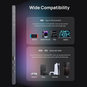 ARZOPA – Monitor portátil 16.1 pulgadas 2.5 K 180 Hz, 2560 x 1440 QHD, 107% sRGB, soporte integrado, HDR, ultradelgado, segunda pantalla para laptop, PC, PS5, Mac, Xbox - Z3FC